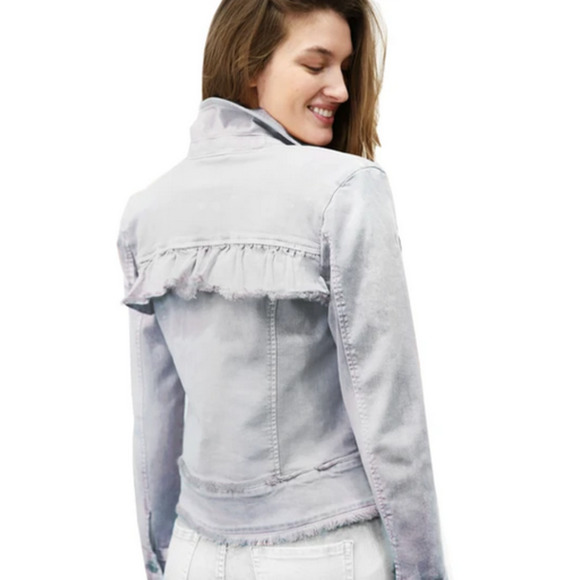 Wash Lab Ruffle My Feathers Cropped Jean Jacket XS - Picture 9 of 9